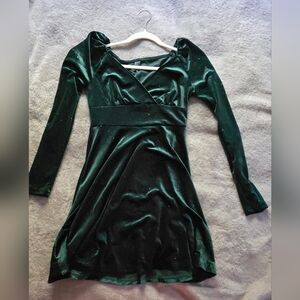 SHEIN Green Dress With Sparkles (Velvety)
